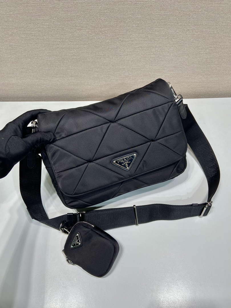Prada 1BD290 Padded Re-Nylon shoulder bag Black