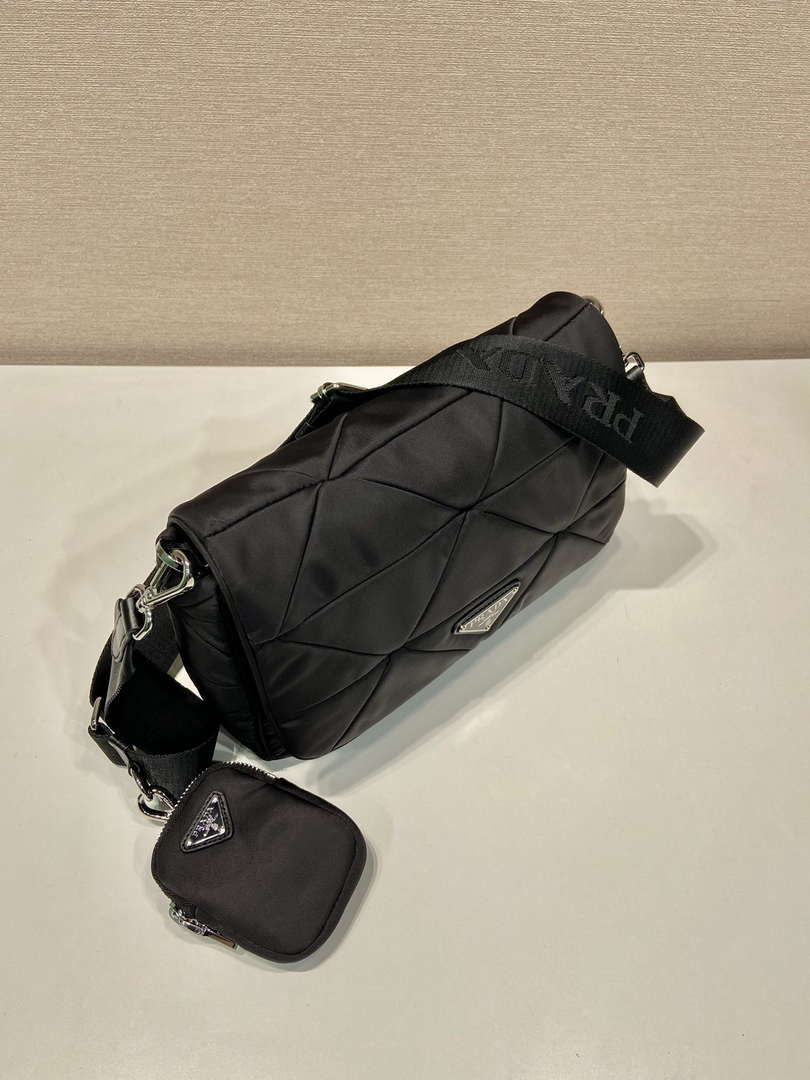 Prada 1BD290 Padded Re-Nylon shoulder bag Black - Default Title - View 3