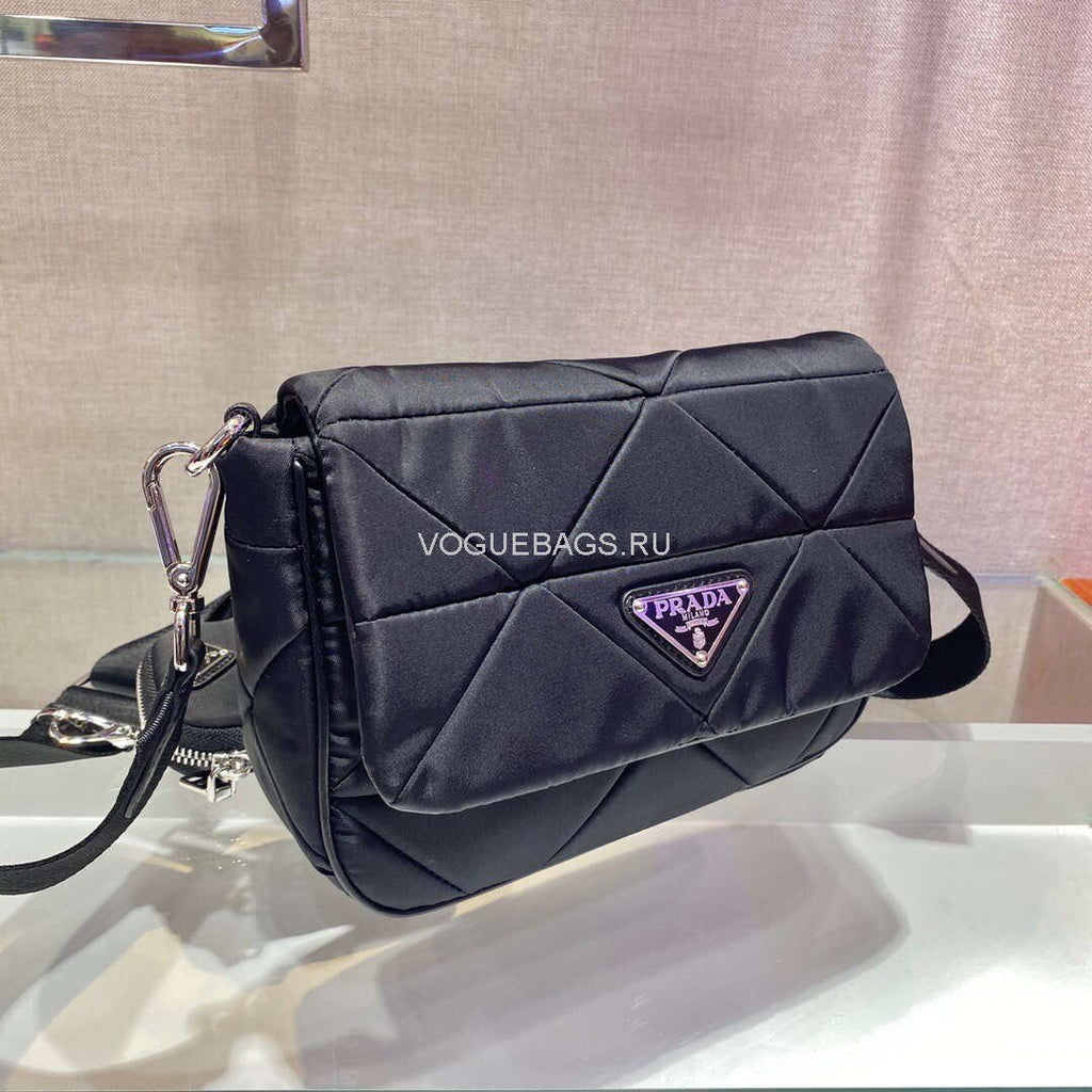 Prada 1BD292 Prada Three In One Nylon Shoulder Bag Black - luxibagsmall