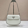 Prada 1BD311 Cleo brushed leather shoulder bag with flap White - Default Title - View 1