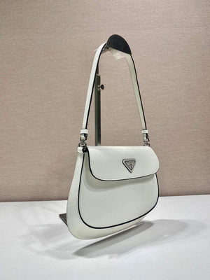 Prada 1BD311 Cleo brushed leather shoulder bag with flap White - Default Title - View 2