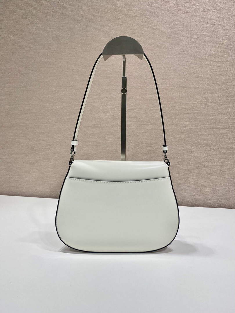 Prada 1BD311 Cleo brushed leather shoulder bag with flap White - Default Title - View 4