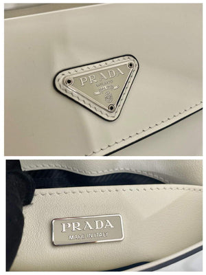 Prada 1BD311 Cleo brushed leather shoulder bag with flap White - Default Title - View 6