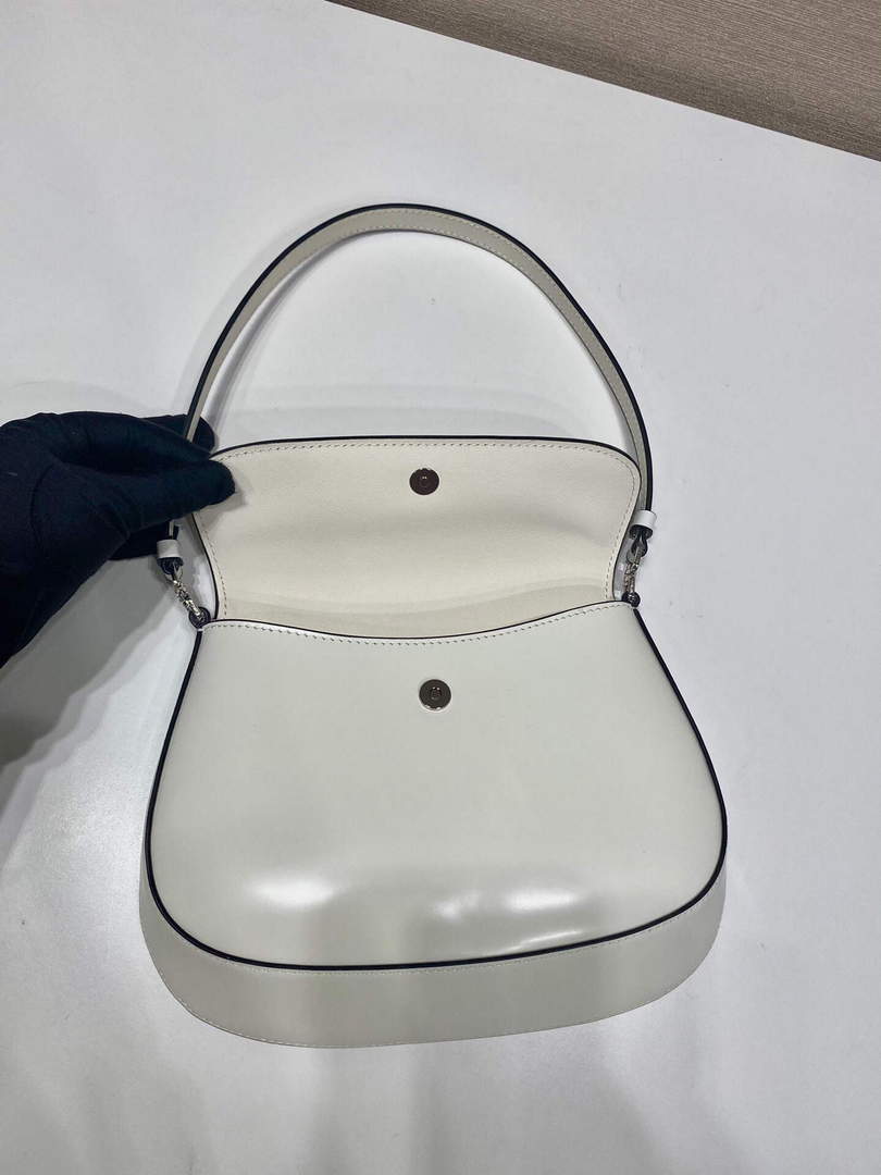 Prada 1BD311 Cleo brushed leather shoulder bag with flap White - Default Title - View 8