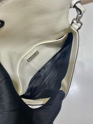 Prada 1BD311 Cleo brushed leather shoulder bag with flap White - Default Title - View 9