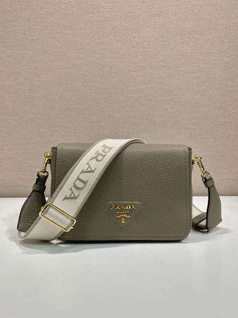 Prada 1BD314 Leather shoulder bag Clay Gray