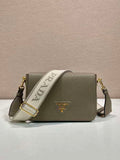 Prada 1BD314 Leather shoulder bag Clay Gray