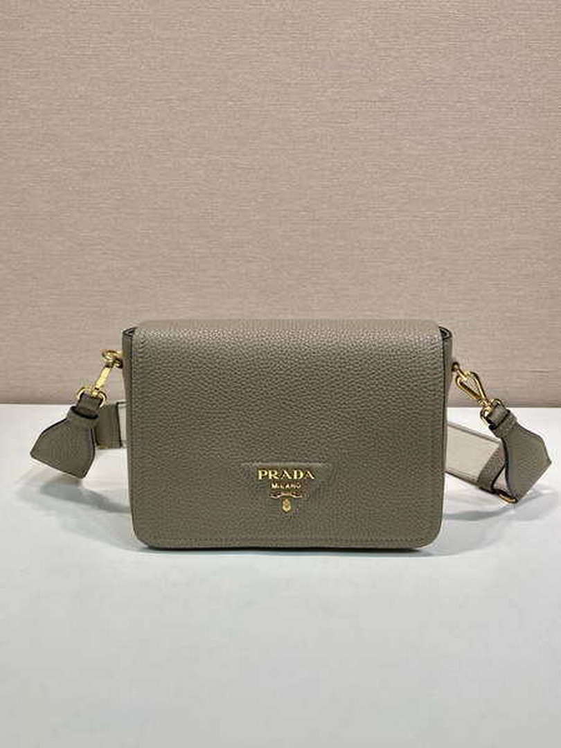 Prada 1BD314 Leather shoulder bag Clay Gray
