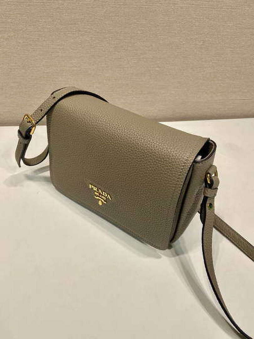 Prada 1BD314 Leather shoulder bag Clay Gray