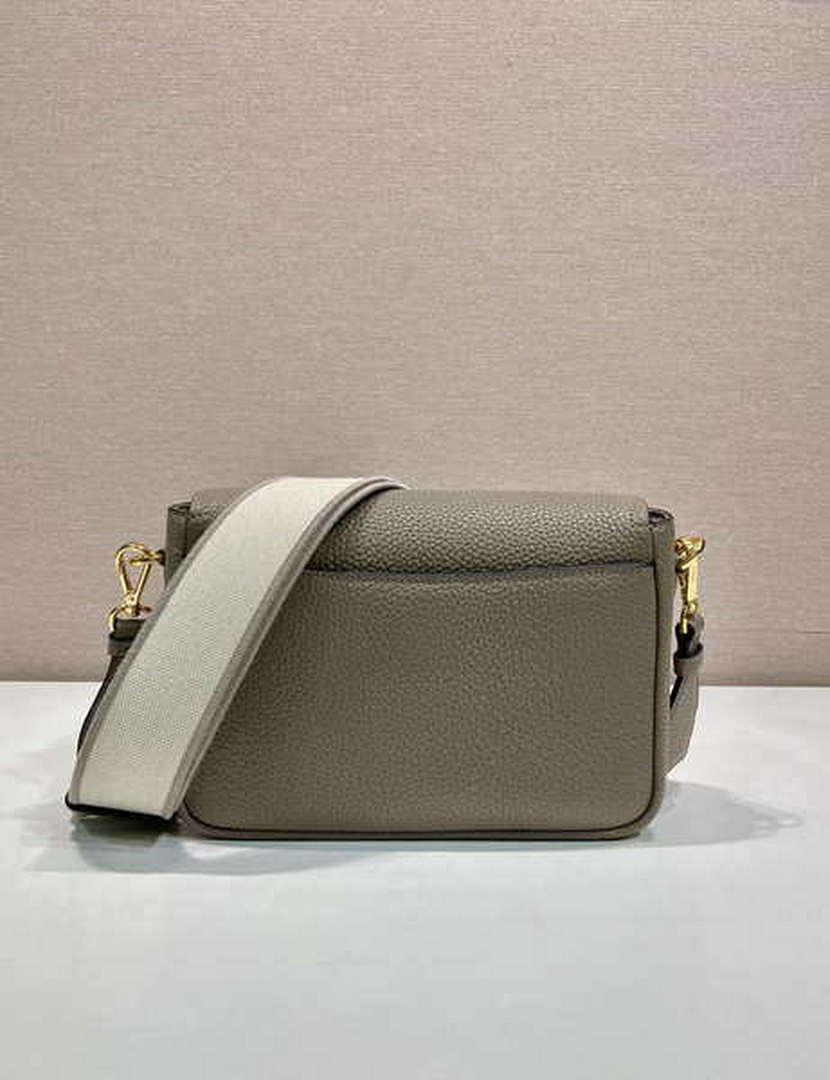 Prada 1BD314 Leather shoulder bag Clay Gray