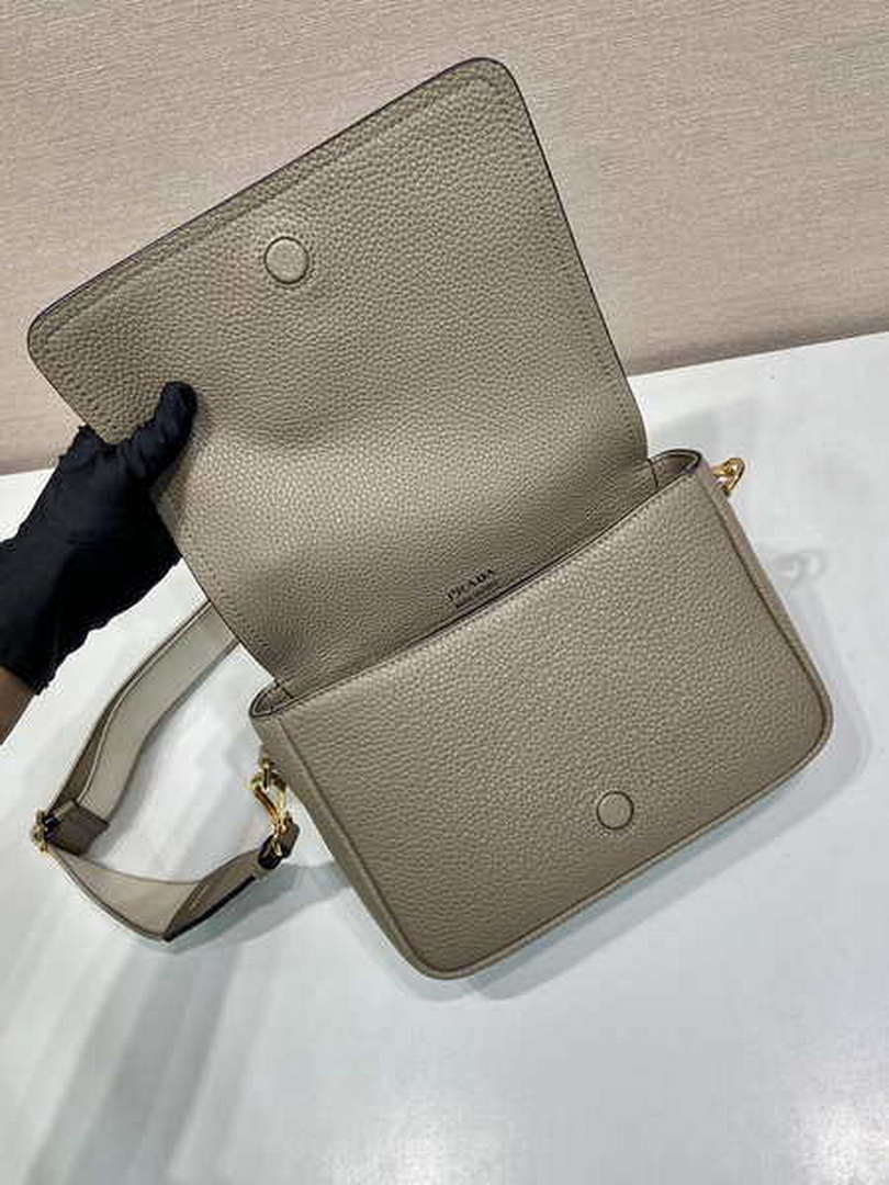 Prada 1BD314 Leather shoulder bag Clay Gray