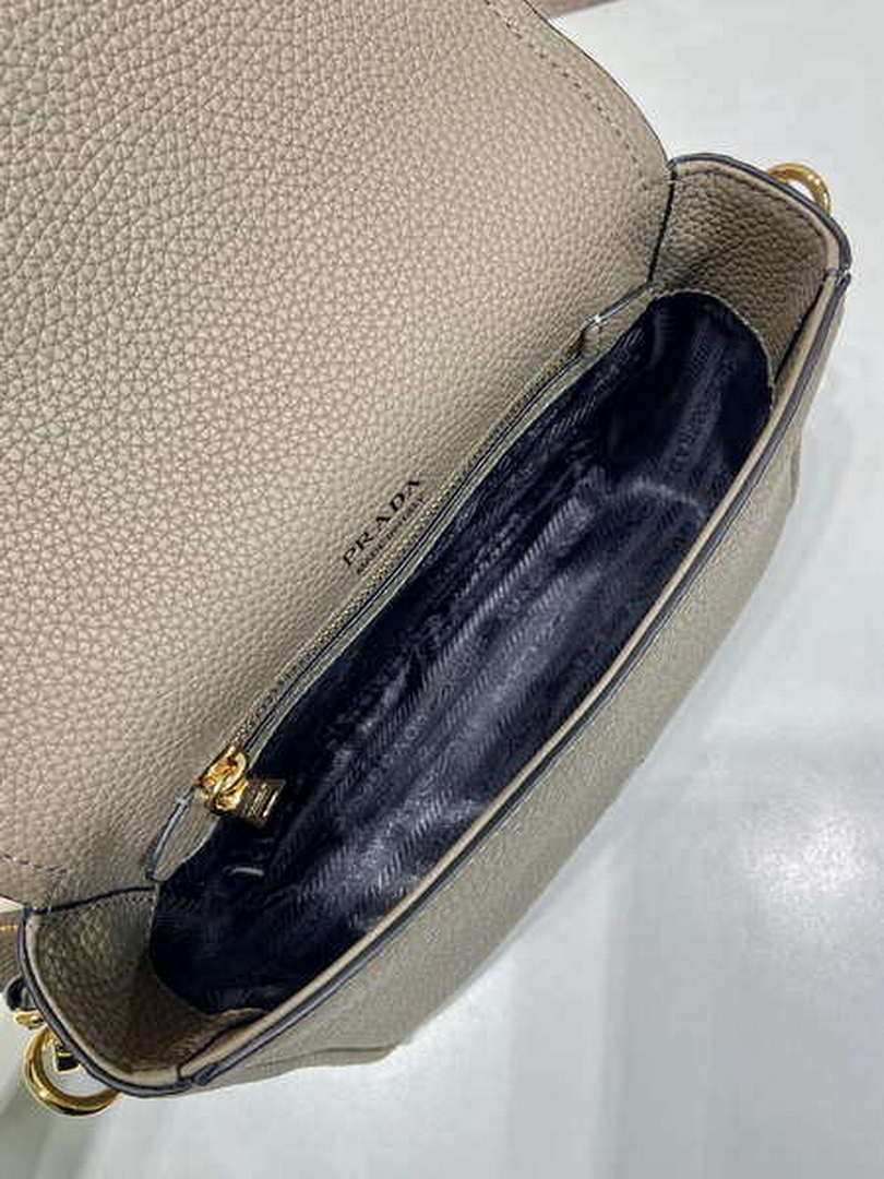 Prada 1BD314 Leather shoulder bag Clay Gray