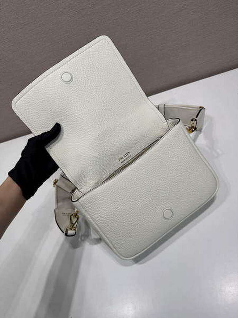 Prada 1BD314 Leather shoulder bag White