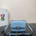Prada 1BD320 Prada Embl¨¨me Saffiano Shoulder Bag Light Blue