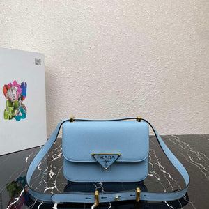 Prada 1BD320 Prada Embl¨¨me Saffiano Shoulder Bag Light Blue - Default Title - View 1