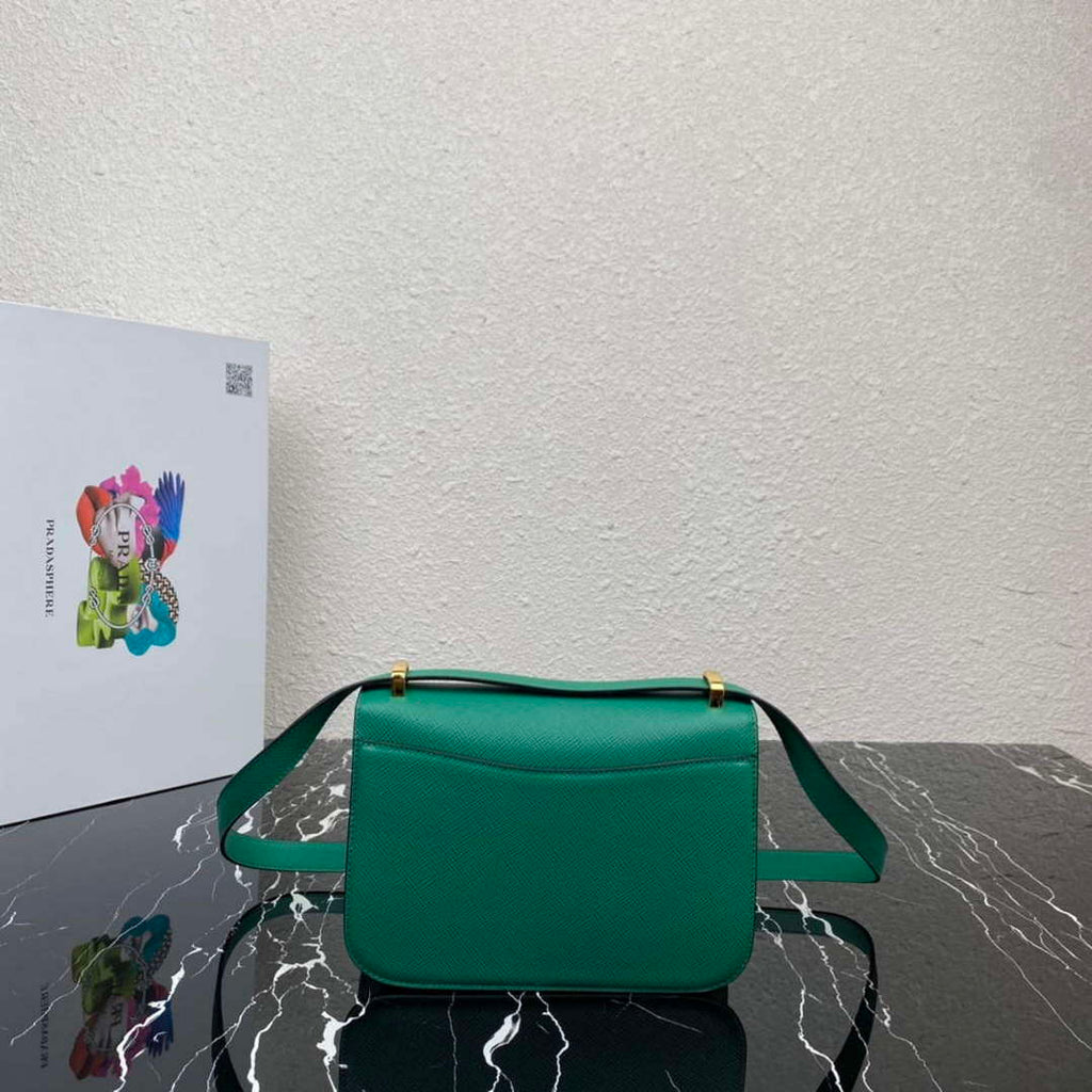 Prada 1BD320 Prada Embl¨¨me Saffiano Shoulder Bag Green