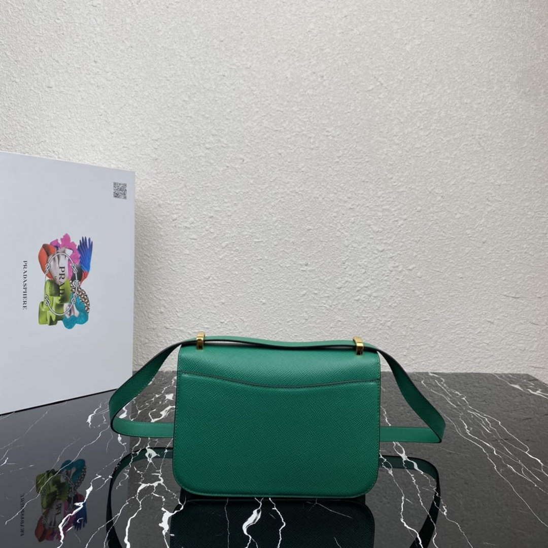 Prada 1BD320 Prada Embl¨¨me Saffiano Shoulder Bag Green