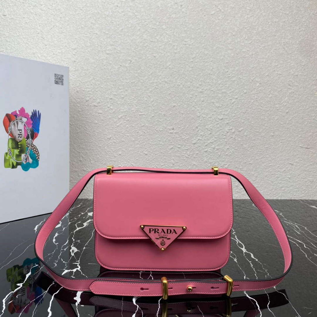 Prada 1BD320 Prada Embl¨¨me Saffiano Shoulder Bag Pink