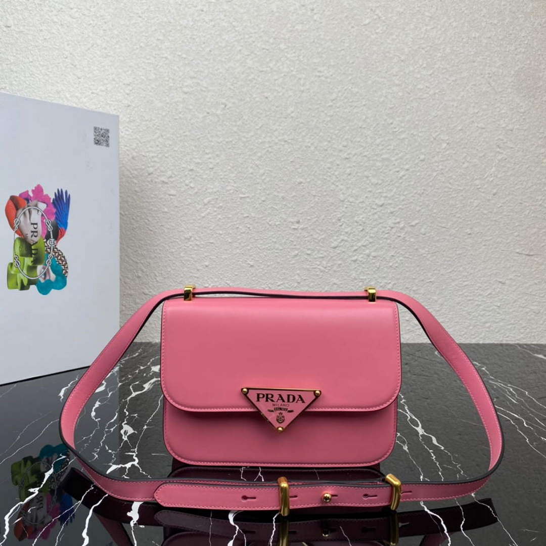 Prada 1BD320 Prada Embl¨¨me Saffiano Shoulder Bag Pink