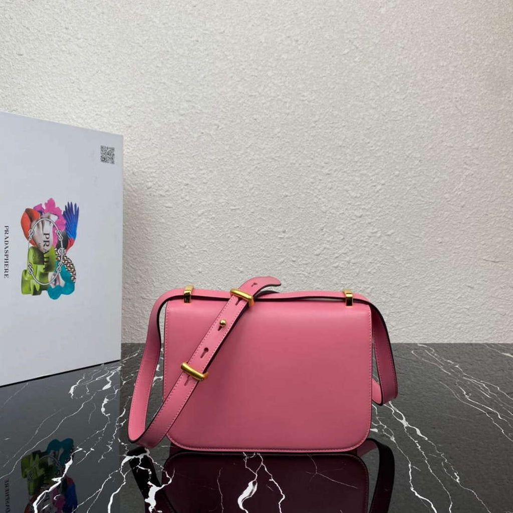 Prada 1BD320 Prada Embl¨¨me Saffiano Shoulder Bag Pink