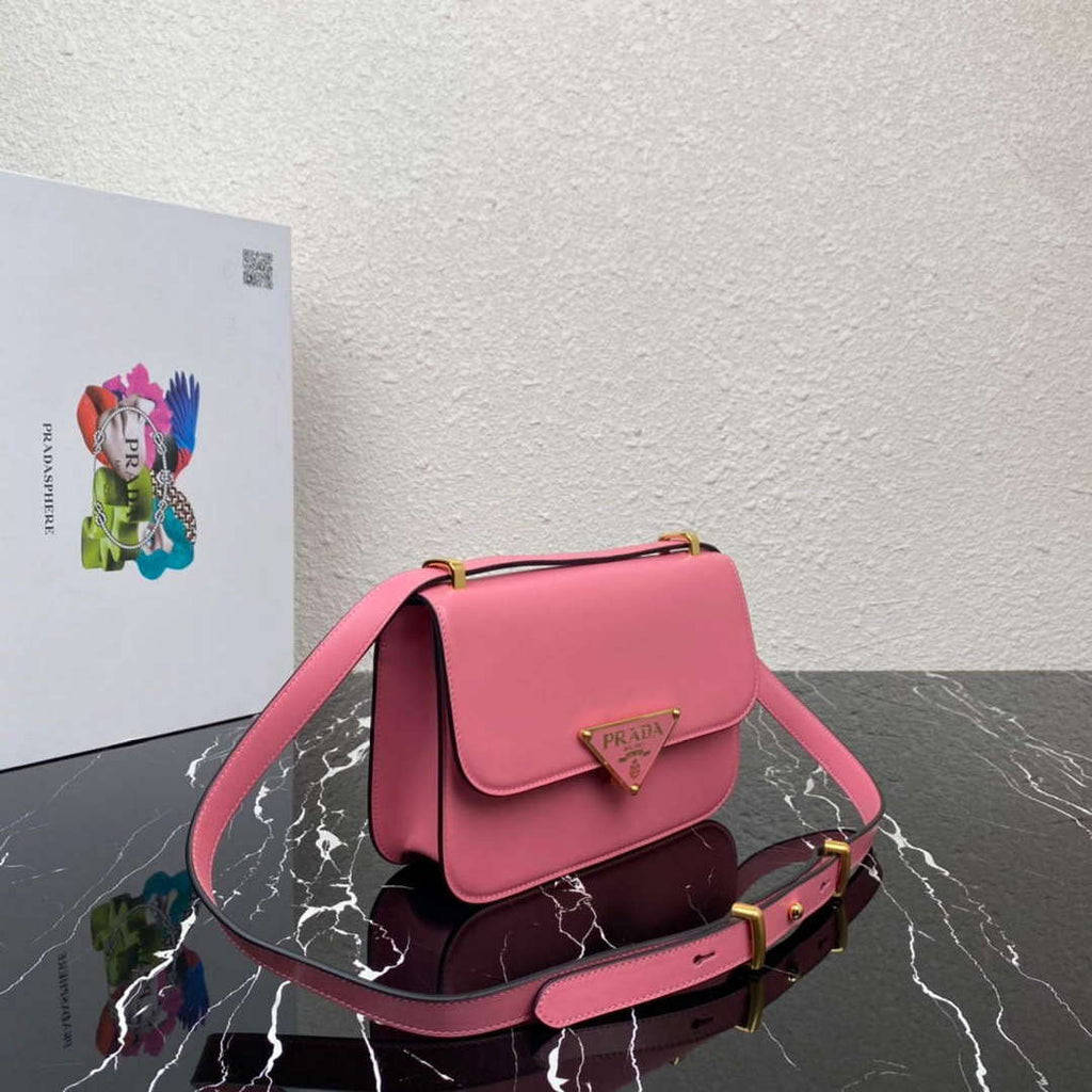 Prada 1BD320 Prada Embl¨¨me Saffiano Shoulder Bag Pink