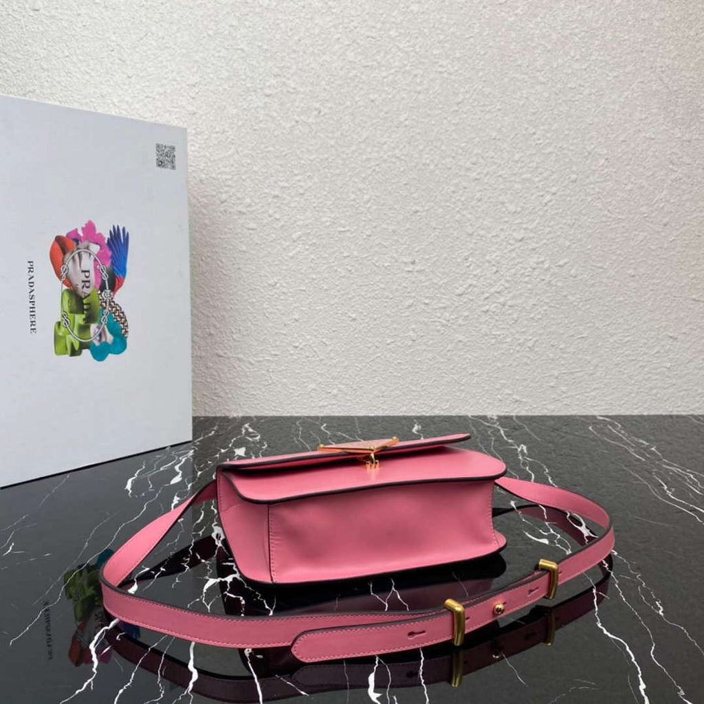 Prada 1BD320 Prada Embl¨¨me Saffiano Shoulder Bag Pink