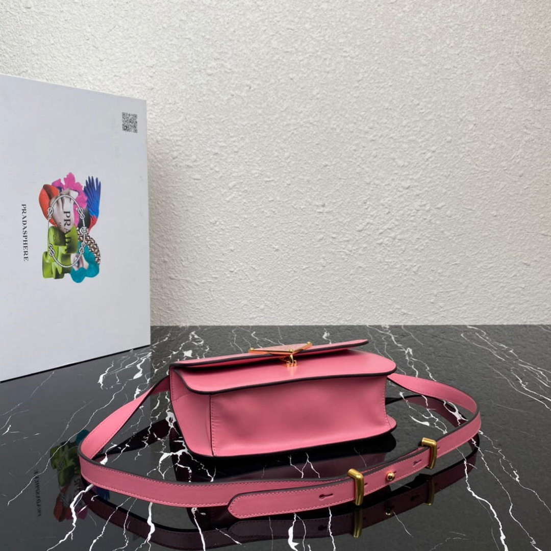 Prada 1BD320 Prada Embl¨¨me Saffiano Shoulder Bag Pink