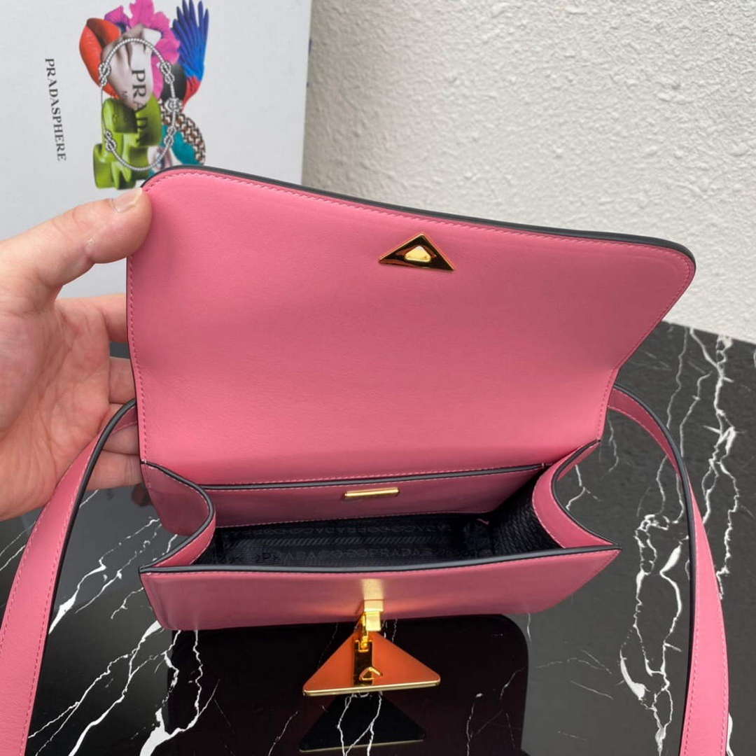 Prada 1BD320 Prada Embl¨¨me Saffiano Shoulder Bag Pink