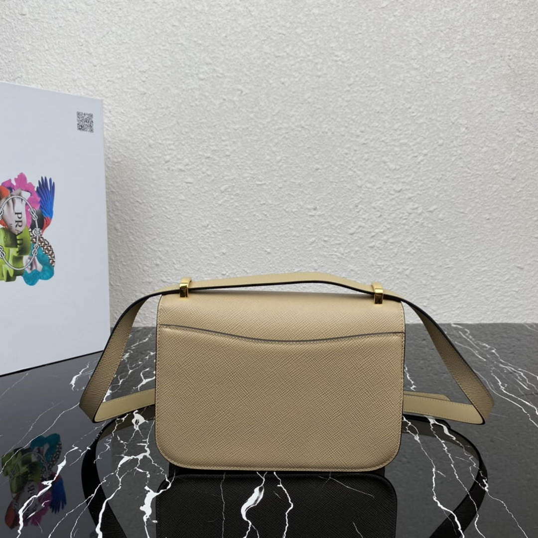 Prada 1BD320 Prada Embl¨¨me Saffiano Shoulder Bag Tan