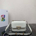 Prada 1BD320 Prada Embl¨¨me Saffiano Shoulder Bag White