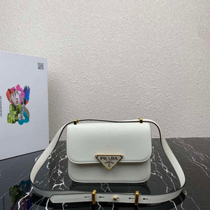 Prada 1BD320 Prada Embl¨¨me Saffiano Shoulder Bag White - Default Title - View 1