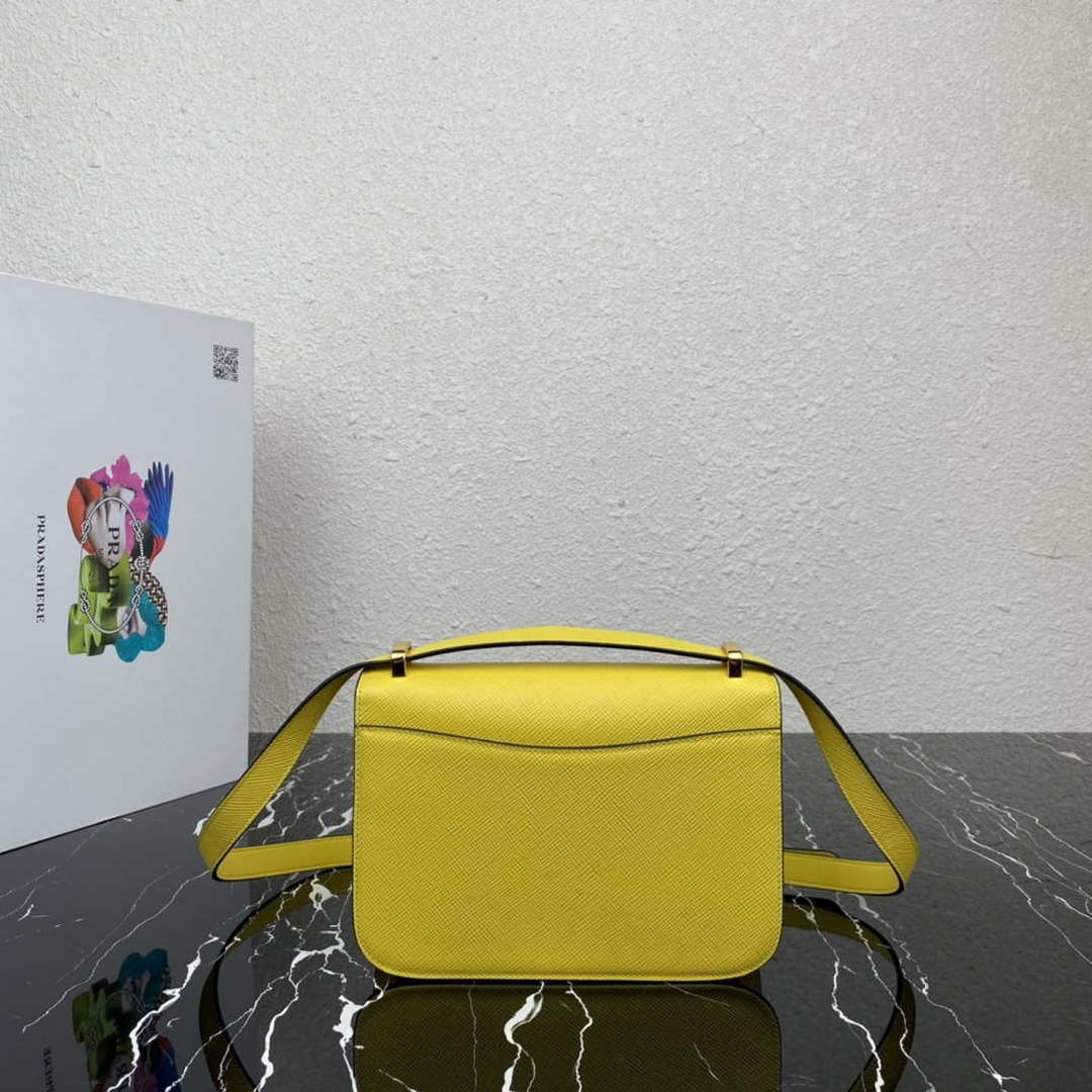 Prada 1BD320 Prada Embl¨¨me Saffiano Shoulder Bag Yellow