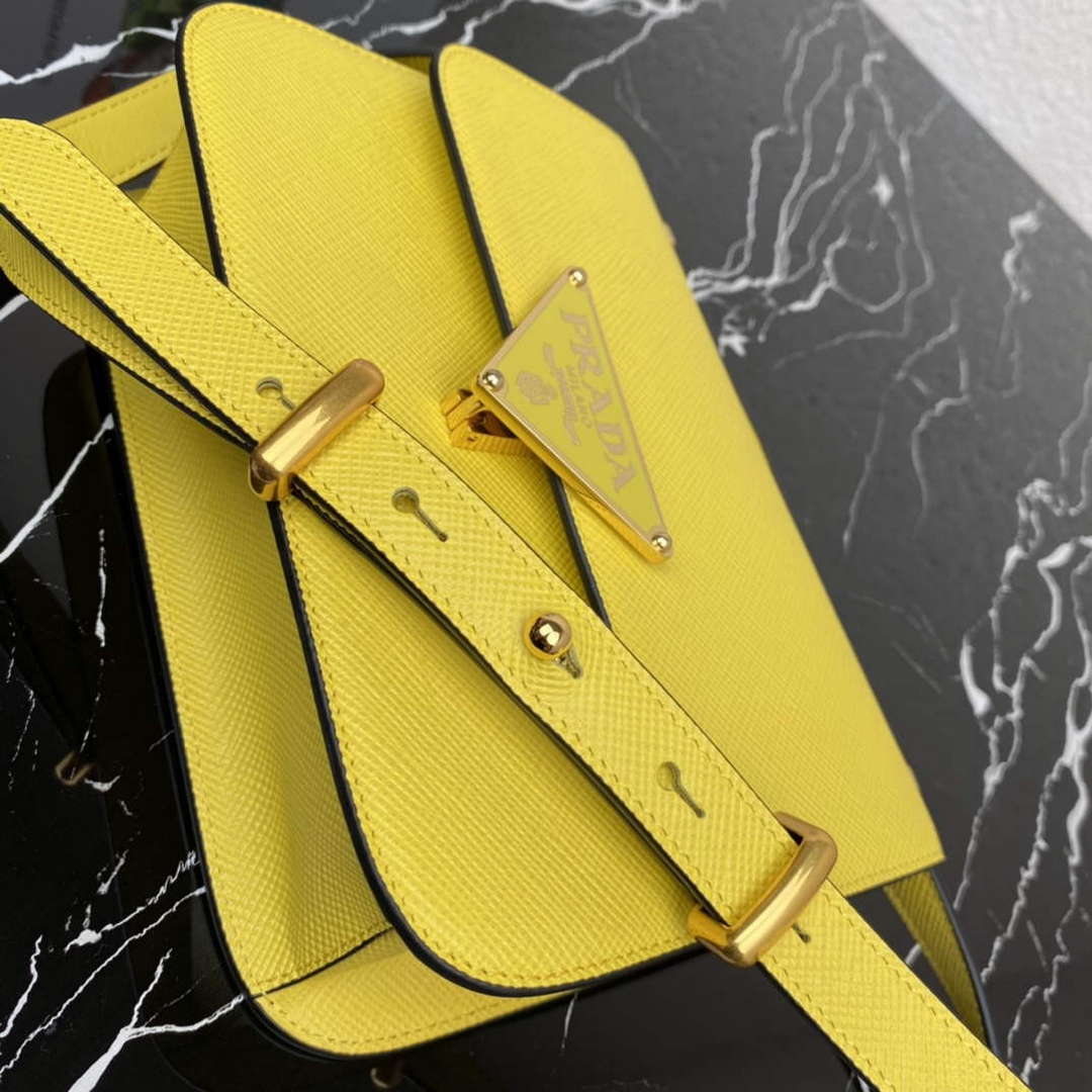 Prada 1BD320 Prada Embl¨¨me Saffiano Shoulder Bag Yellow