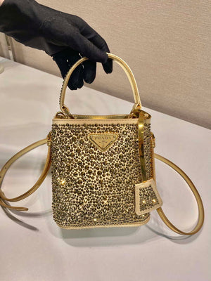 Prada 1BA373 Prada Panier satin bag with crystals Black - Default Title - View 2