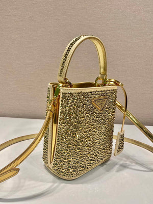 Prada 1BA373 Prada Panier satin bag with crystals Black - Default Title - View 3