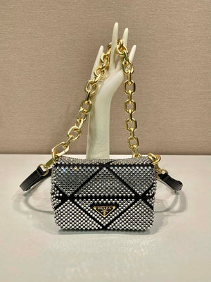 Prada 1BD329 Satin mini-bag with Crystals Black - Default Title - View 1
