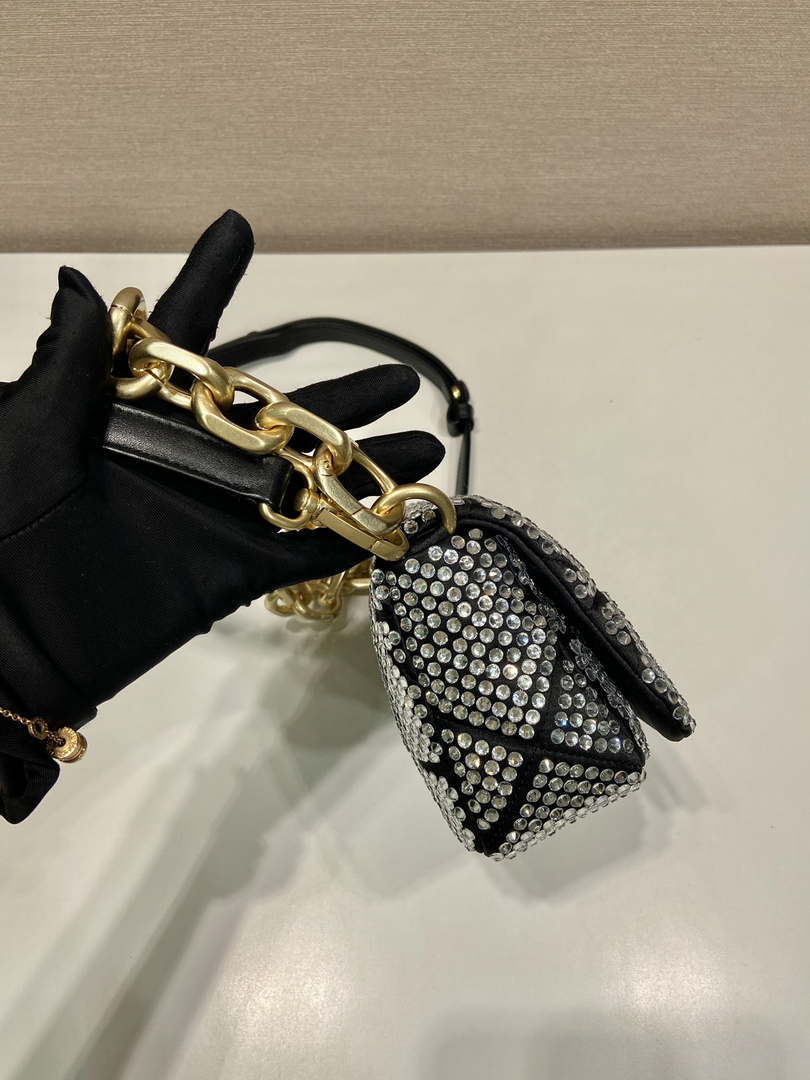 Prada 1BD329 Satin mini-bag with Crystals Black - Default Title - View 6
