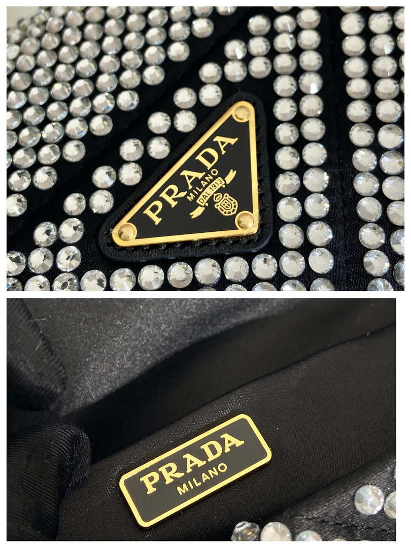 Prada 1BD329 Satin mini-bag with Crystals Black
