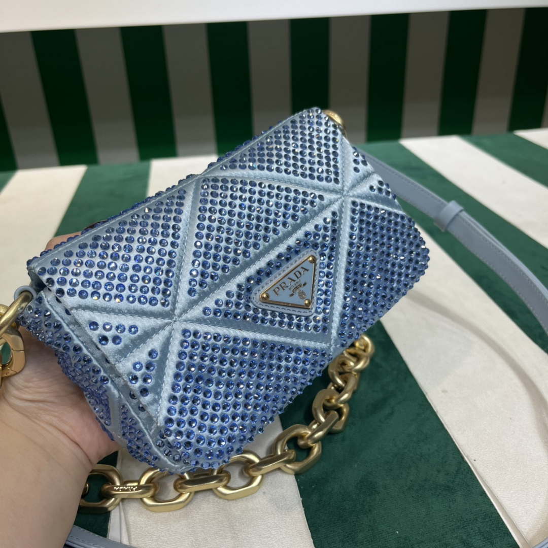 Prada 1BD329 Satin mini-bag with Crystals Blue - Default Title - View 2