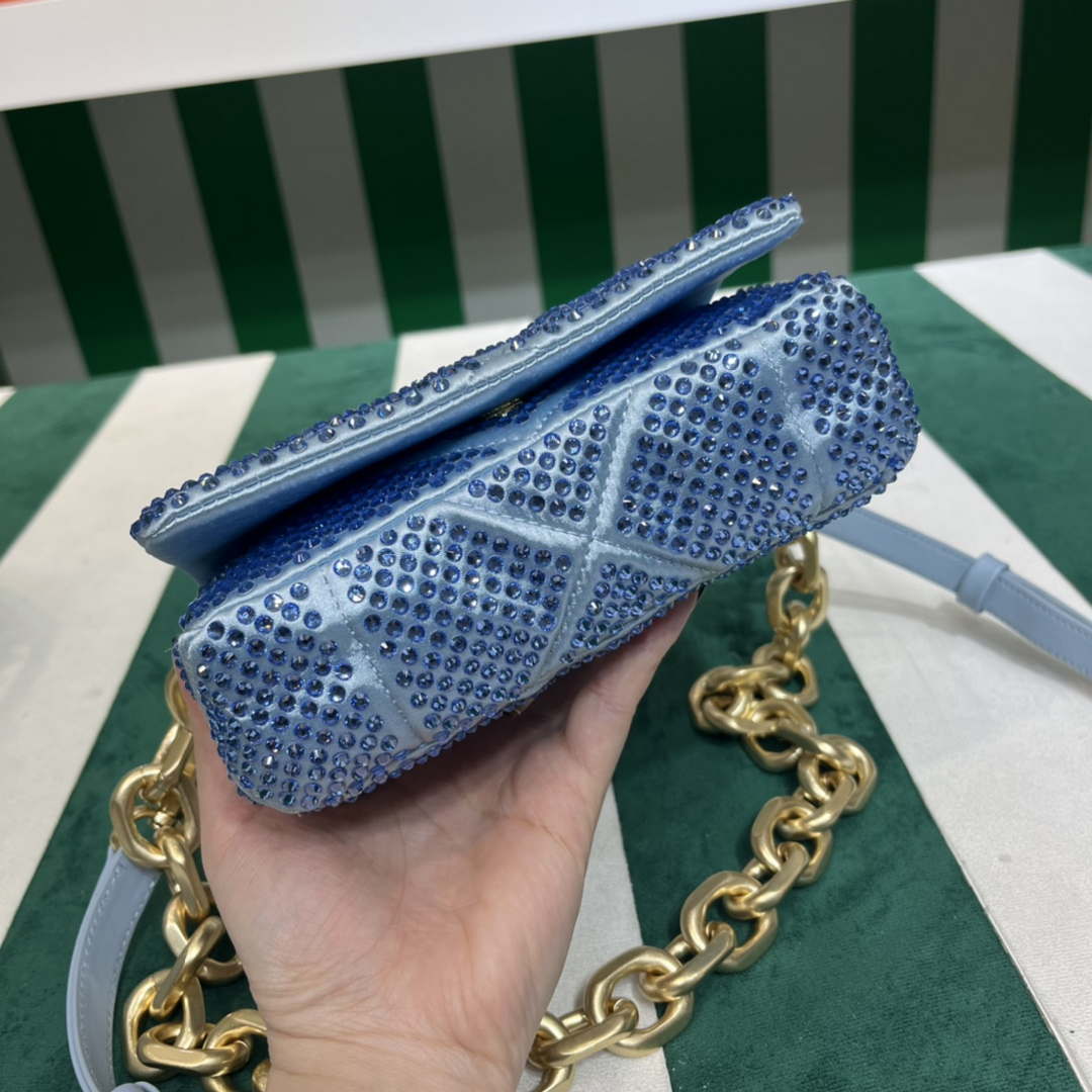 Prada 1BD329 Satin mini-bag with Crystals Blue - Default Title - View 3