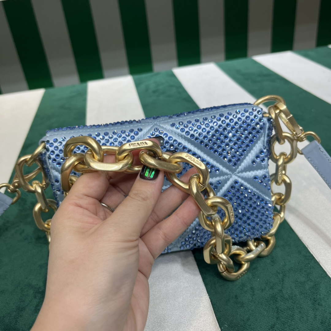 Prada 1BD329 Satin mini-bag with Crystals Blue - Default Title - View 5