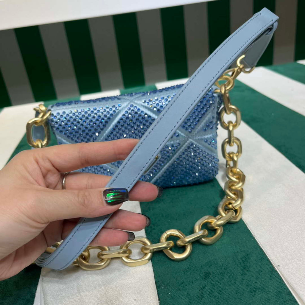 Prada 1BD329 Satin mini-bag with Crystals Blue