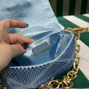 Prada 1BD329 Satin mini-bag with Crystals Blue - Default Title - View 7