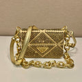 Prada 1BD329 Satin mini-bag with crystals Gold