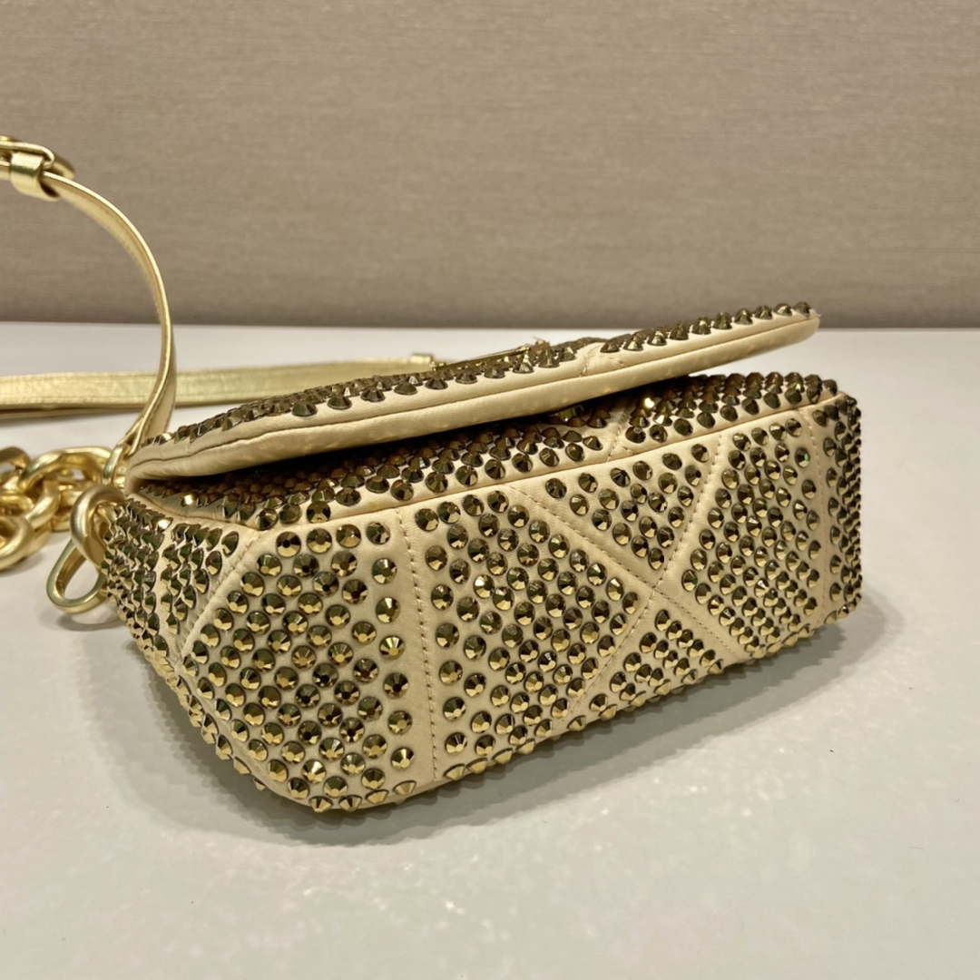 Prada 1BD329 Satin mini-bag with crystals Gold - Default Title - View 3