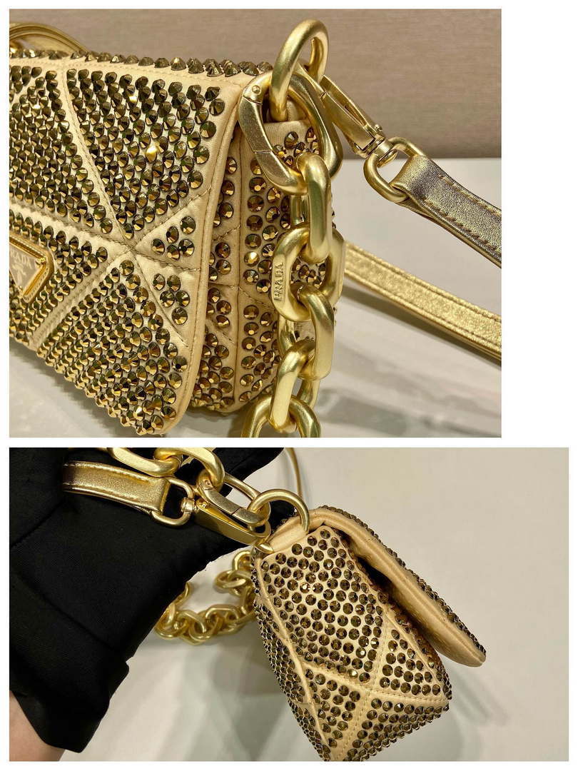 Prada 1BD329 Satin mini-bag with crystals Gold - Default Title - View 4