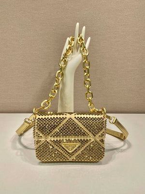 Prada 1BD329 Satin mini-bag with crystals Gold - Default Title - View 7