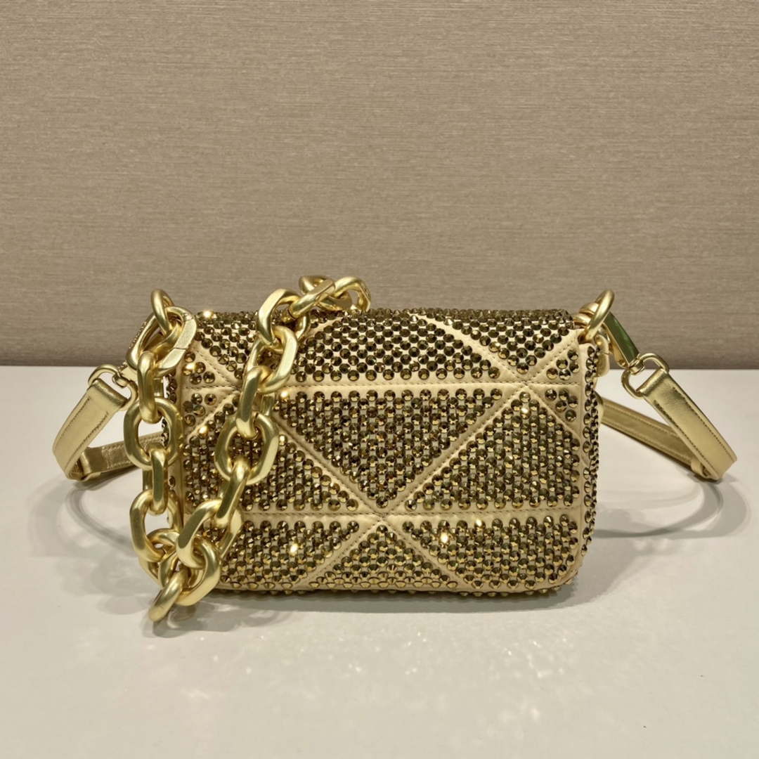 Prada 1BD329 Satin mini-bag with crystals Gold - Default Title - View 8