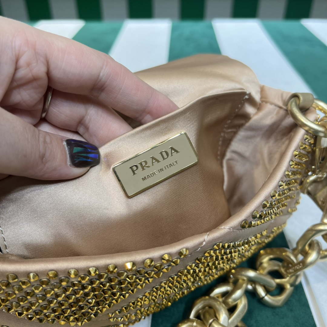 Prada 1BD329 Satin mini-bag with Crystals Gold Red - Default Title - View 7