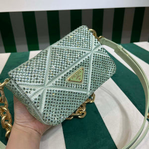 Prada 1BD329 Satin mini-bag with Crystals Green - Default Title - View 3